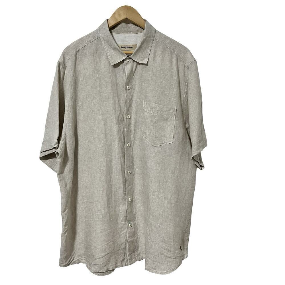 Tommy Bahama Men's‎ Linen Button Down Shirt Size XL Beige Neutral Beach Travel